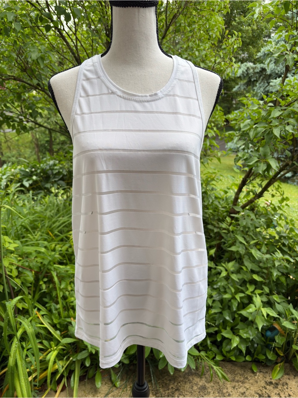 Athletic Works White Striped Tank Top